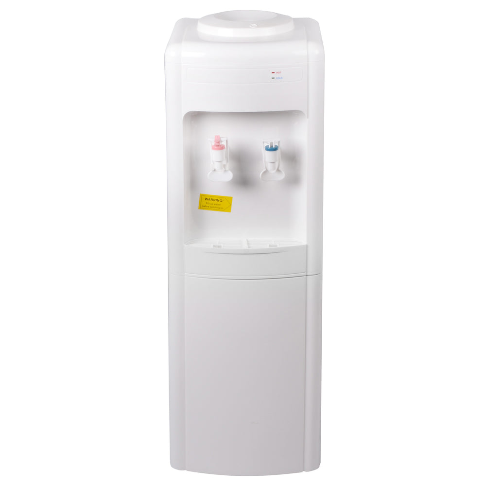 White Hot & Cold Dispenser W/ Cold Refridgerator Cabinet, W/ Compressor