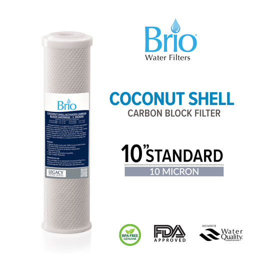 Brio Legacy 10 Micron, 2.5" X 10" Coconut Shell Carbon Block Filter for RO System