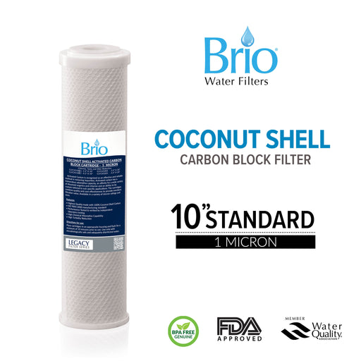 Brio Legacy 1 Micron, 2.5" X 10" Coconut Shell Carbon Block Filter