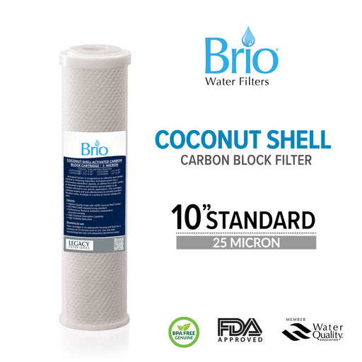 Brio Legacy 25 Micron, 2.5" X 10" Coconut Shell Carbon Block Filter for RO System
