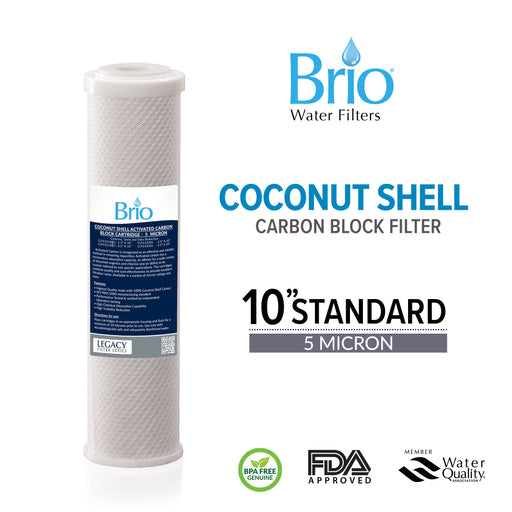 Brio Legacy 5 Micron, 2.5" X 10" Coconut Shell Carbon Block Filter for RO System