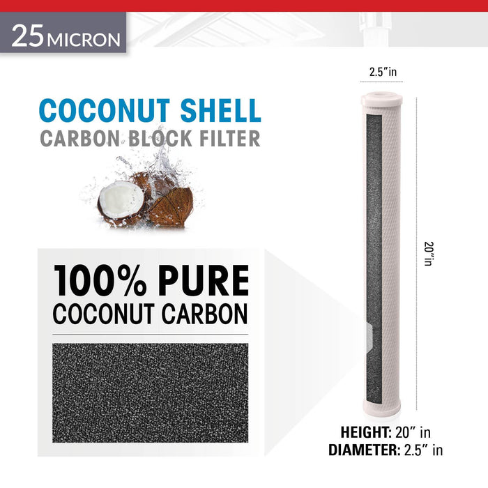 Brio Legacy 25 Micron Coconut Shell Carbon Block Filter for Commercial RO System