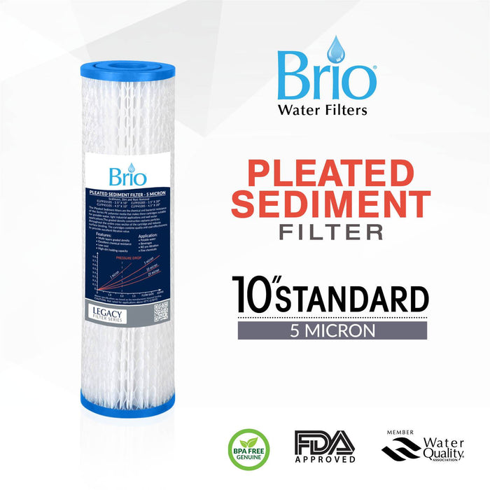 Brio Legacy 5 Micron, 2.5" X 10" Pleated Sediment Pp Filter