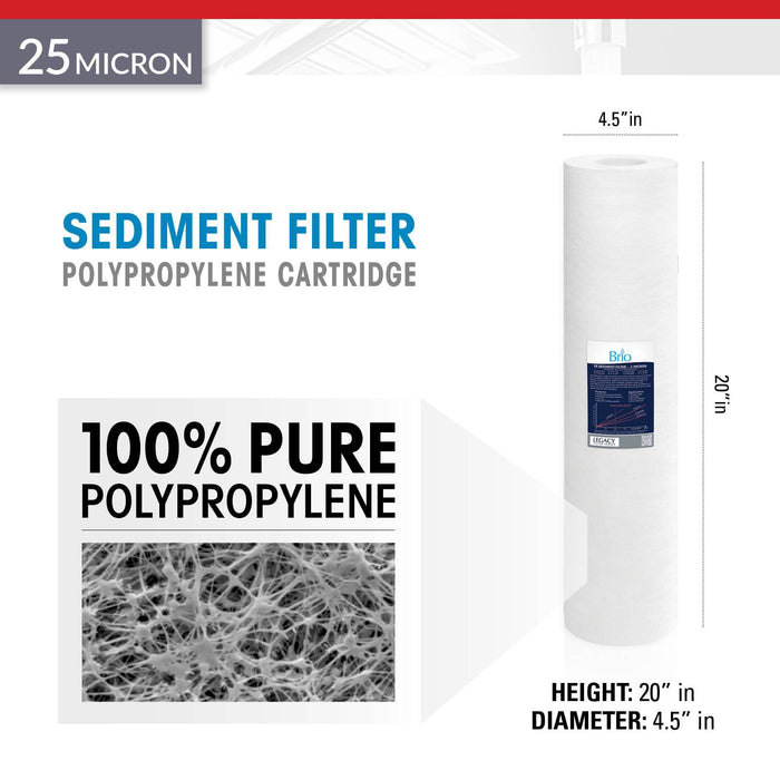 Brio Legacy 25 Micron, 4.5" X 20" Sediment Pp Filter Replacement