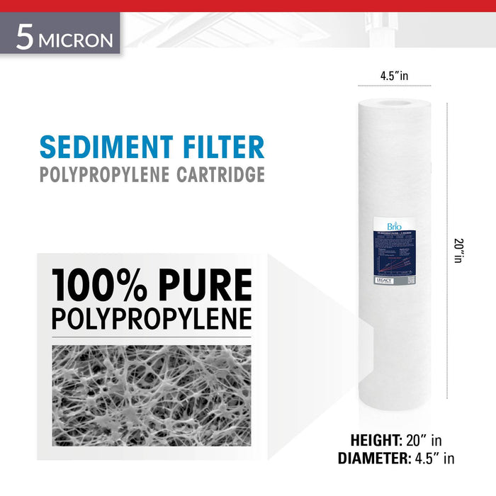 Brio Legacy 5 Micron, 4.5" x 20" Sediment Pp Filter Replacement