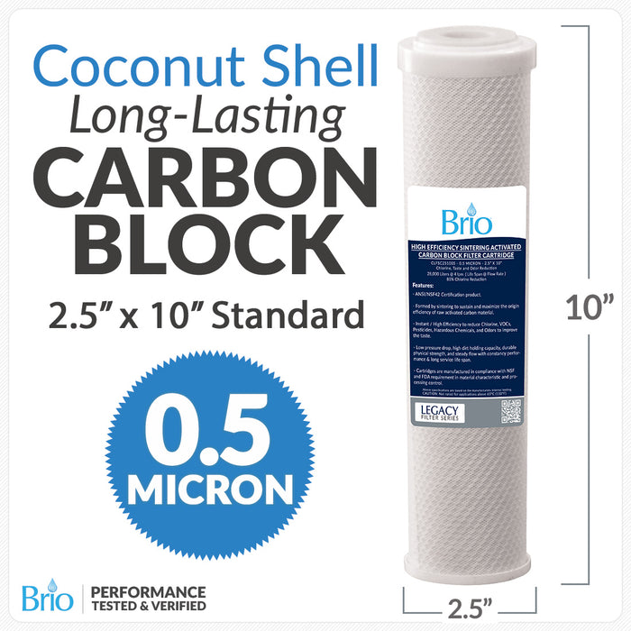 Brio Legacy 0.50 Micron, 2.5" X 10" Coconut Carbon Filter for Residential RO System