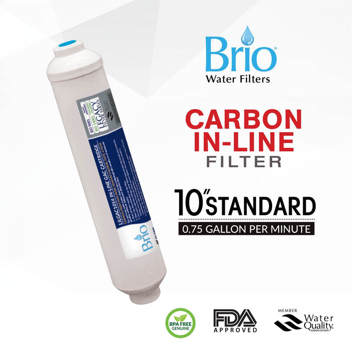 Brio Legacy 2.5" X 10" Coconut Shell Carbon Inline Filter with 1/4 Quick Fit