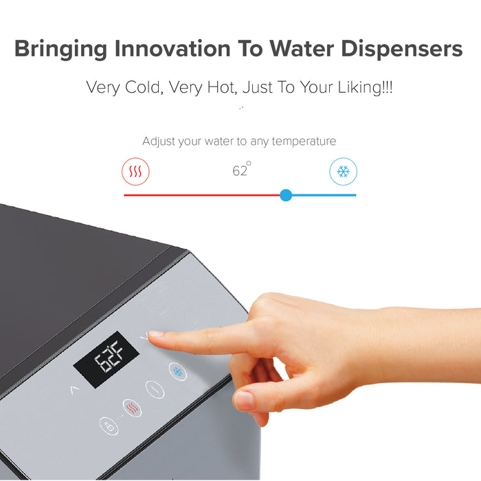 Brio Moderna UV Self Cleaning Bottleless Water Cooler Dispenser with Filtration – Adjustable Temperature – Digital Clock – LED Nightlight – Tri Temp Hot, Cold, and Room