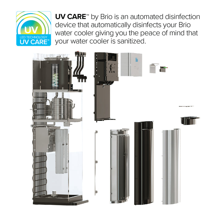 Brio Moderna UV Self Cleaning Bottleless Water Cooler Dispenser with Filtration – Adjustable Temperature – Digital Clock – LED Nightlight – Tri Temp Hot, Cold, and Room