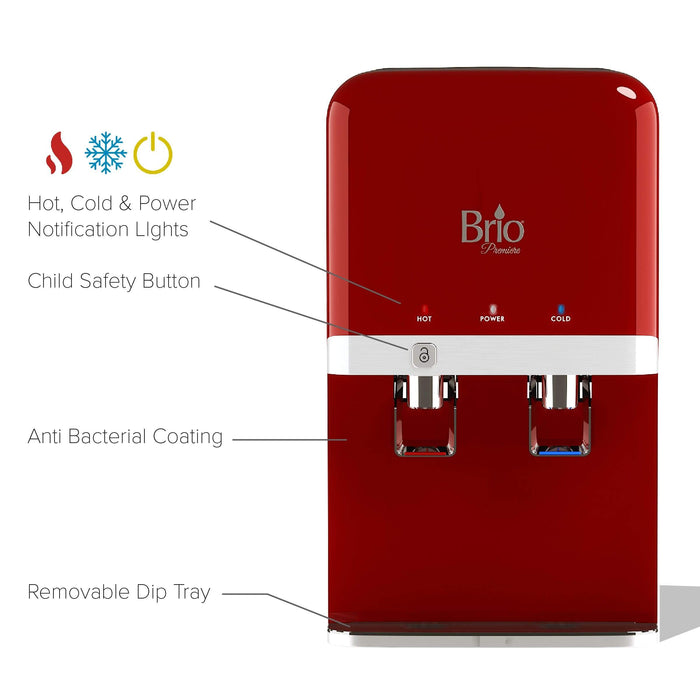 Hot and Cold Filtered Water Dispenser Cooler POU, Black, Brio Premiere - water cooler