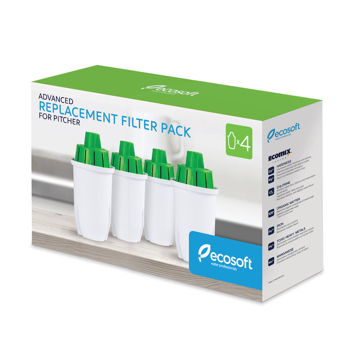 Pack of 4 Replacement Filters for Ecosoft LUNA AND MAXIMA Pitchers