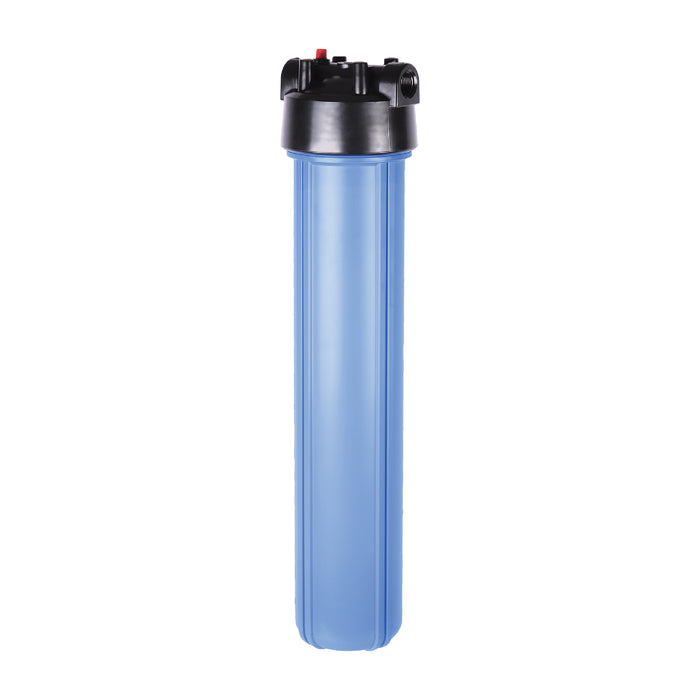 Big Blue 2.5” X 20” Filter Housing & Pressure Release Female Cap with 3/4” Inlet & Outlet