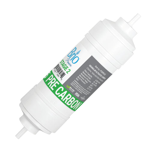 Brio Premier 6" Inline Straight-Type Coconut Shell Carbon Block 5 Micron