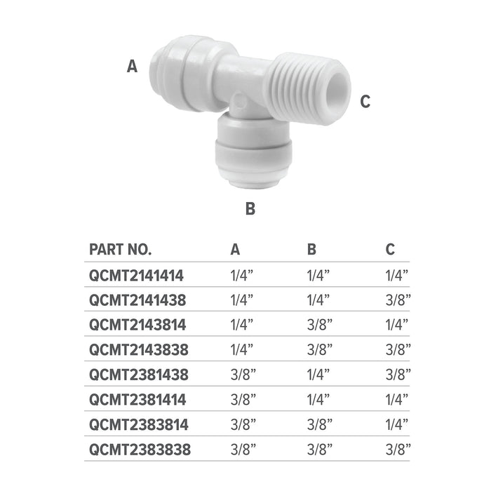 Three Sided, Swivel Male Run Tee Adapter