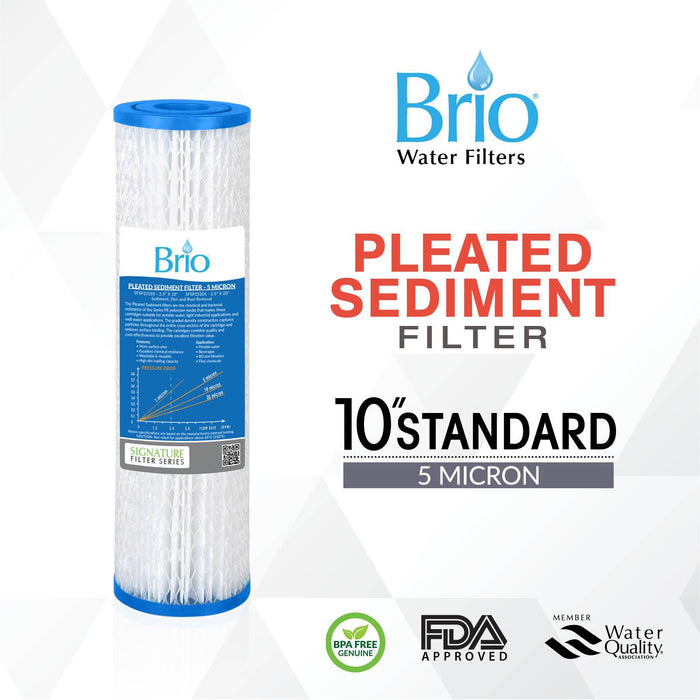 Brio Signature 2.5" X 9.75" Pleated Pp Sediment Filter for Residential RO System