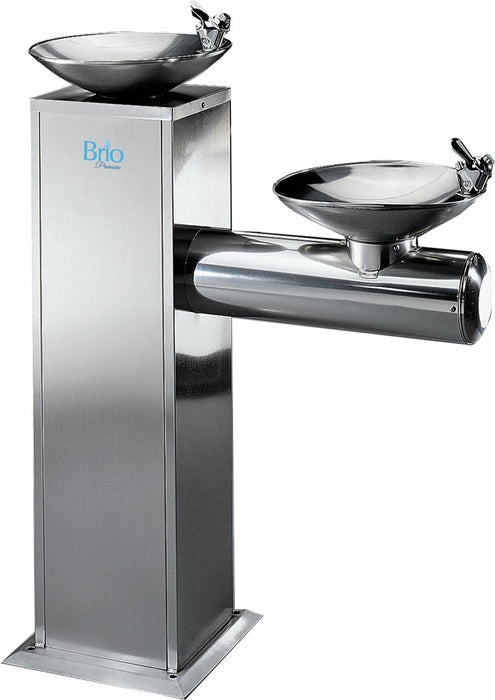 Two Level Freestanding Cold Water Fountains, Stainless Steel, Brio Premiere