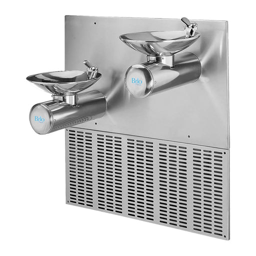 Two Level Wall Mounted Water Fountains, Stainless Steel, Brio Premiere