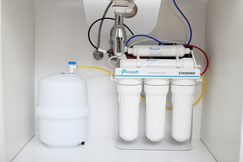 6 Stage Reverse Osmosis Water Filter System on Metal Rack with Pump and Mineralization, RO, Ecosoft Standard