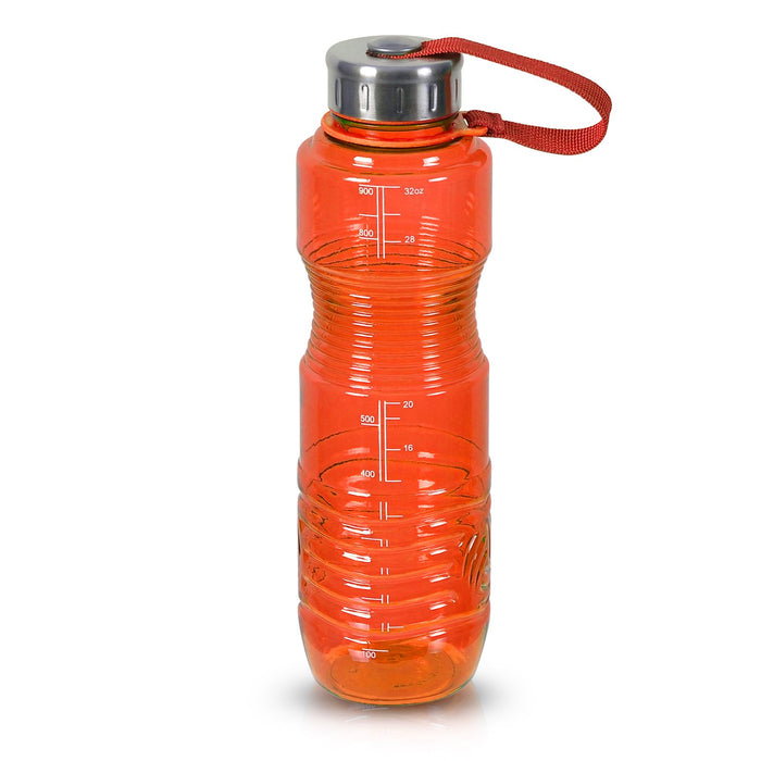 32 Ounce BPA Free Water Bottle, Plastic Bottle, Sports Bottle, with Stainless Steel Cap, GEO